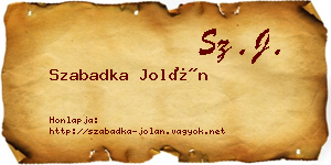 Szabadka Jolán névjegykártya